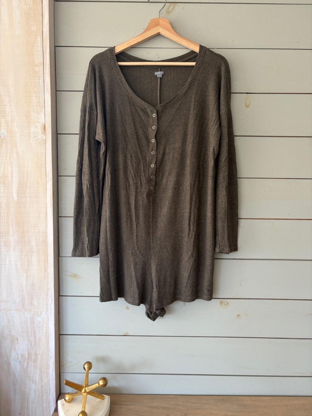 Aerie Ribbed Henley Romper | Size M